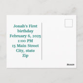 Schoon, je bent uitgenodigd verjaardagskaart briefkaart (Achterkant)