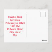 Schoon, je bent uitgenodigd verjaardagskaart briefkaart (Achterkant)