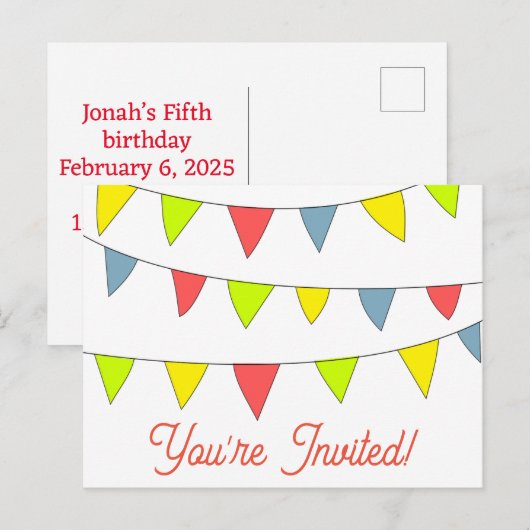 Schoon, je bent uitgenodigd verjaardagskaart briefkaart (Voorkant / Achterkant)