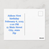 Schoon, je bent uitgenodigd verjaardagskaart briefkaart (Achterkant)