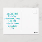 Schoon, je bent uitgenodigd verjaardagskaart briefkaart (Achterkant)