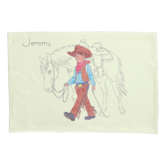 Schoon jongens Cowboy en paard kussensloop (Voorkant)