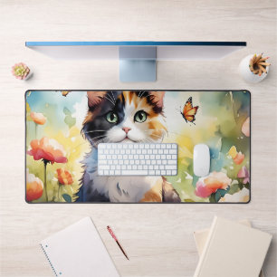 Schoon Kat in Lentetuin met Vlinders Bureaumat