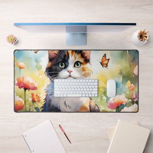 Schoon Kat in Lentetuin met Vlinders Bureaumat (Kantoor 1)