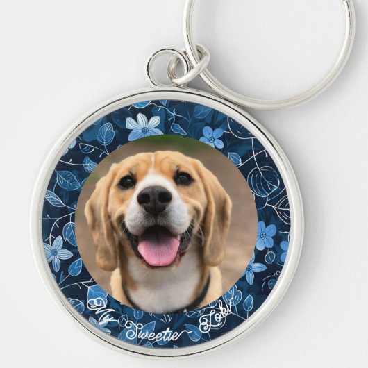 Schoon Kat Liefhebber Hond Liefhebber Foto Aandenk Sleutelhanger (Voorkant)