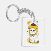 Schoon Kat Pudding Hoed Hallo Schattig Kunst Sleutelhanger (Voorkant Links)