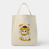 Schoon Kat Pudding Hoed Hallo Schattig Kunst Tote Bag (Achterkant)