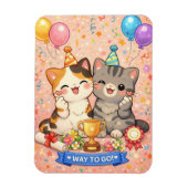Schoon Kawaii Kat Felicitatiekaart Feest Kitten Magneet (Verticaal)