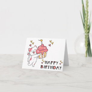 Schoon Kawaii kat met cupcake verjaardagskaart Kaart