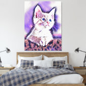 Schoon Kitten Portret Digitale Kunst Schilderij Canvas Afdruk (Insitu (Slaapkamer))