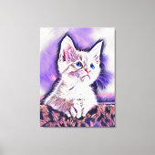 Schoon Kitten Portret Digitale Kunst Schilderij Canvas Afdruk (Voorkant)