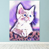 Schoon Kitten Portret Digitale Kunst Schilderij Canvas Afdruk (Insitu (Houten vloer))