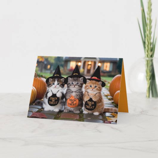 Schoon Kitten Trick-or-Treat Kaart (Voorkant)