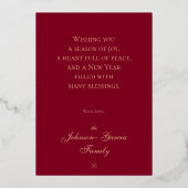 Schoon Klassiek Burgundy Sneeuwvlokken Kerst Goud Folie Feestdagenkaart (Achterkant)