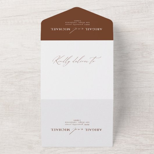 Schoon Klassiek Modern Script QR Code Fotobruiloft All In One Uitnodiging (Buitenkant)