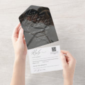 Schoon Klassiek Modern Script QR Code Fotobruiloft All In One Uitnodiging (Afscheurbaar)