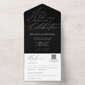 Schoon Klassiek Modern Script QR Code Fotobruiloft All In One Uitnodiging (Binnen)