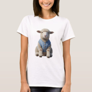 Schoon Klein Schaap met Blauwe Gebreide Vest T-shirt