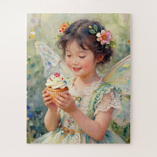 Schoon Klein Sprookjesmeisje met een Cupcake Legpuzzel (Verticaal)
