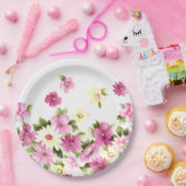 Schoon Kleurrijk Meisjesachtig Bloeiende Bloemen Papieren Bordje (Feest)