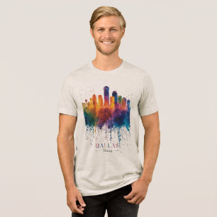 Schoon Kleurrijke Huldiging aan Dallas Texas Tri-Blend Shirt