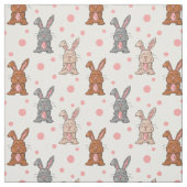 Schoon Konijn en Roze Stippen Stof per Yard (Swatch)
