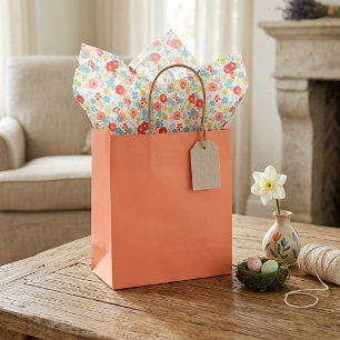 Schoon Koraal Rood Roze Aqua Blauw Bloemmotief Pat Tissuepapier