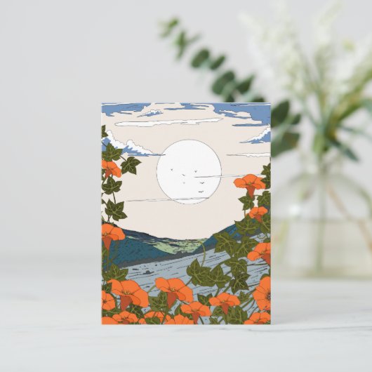 Schoon landschap van wilde bloemenweide briefkaart (Staand voorkant)
