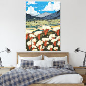 Schoon landschap van wilde bloemenweide canvas afdruk (Insitu (Slaapkamer))