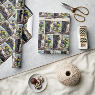 Schoon Lapjeskat met Viooltjesboeket bij Boerderij Cadeaupapier