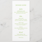 Schoon Levendig Groen Elegant Bruiloft Menu (Voorkant)