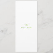 Schoon Levendig Groen Elegant Bruiloft Menu (Achterkant)