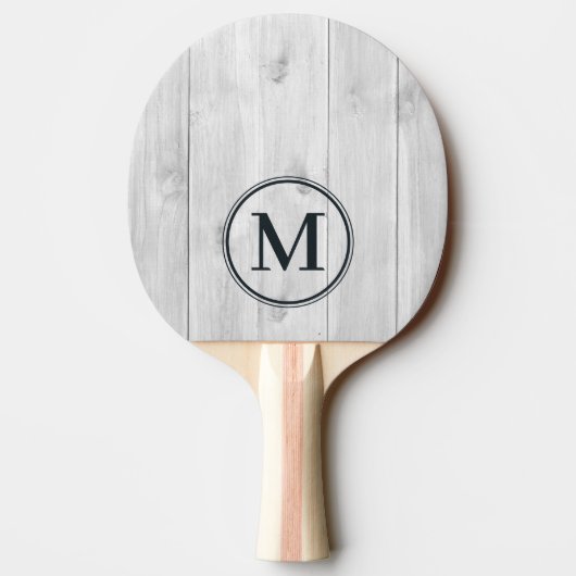 Schoon Lichtgrijs Houten Monogram Tafeltennisbatje (Achterkant)