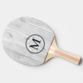 Schoon Lichtgrijs Houten Monogram Tafeltennisbatje (Zijkant)