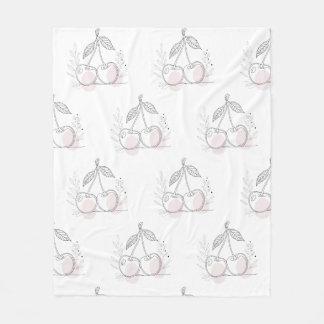Schoon lijntje kersentekening met organische botan fleece deken