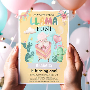 Schoon Llama Plezier! Meisjes 1e Verjaardagsfeestj Kaart