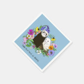 Schoon Maanziek Blauw Lief Bloemstuk Fretjes Paar Servet (Hoek)