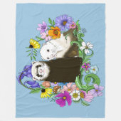 Schoon Maanzieke Blauwe Malse Bloemige Fretjes Paa Fleece Deken (Voorkant)