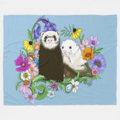 Schoon Maanzieke Blauwe Malse Bloemige Fretjes Paa Fleece Deken (Voorkant (Horizontaal))