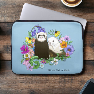 Schoon Maanzieke Blauwe Malse Bloemige Fretjes Paa Laptop Sleeve