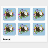 Schoon Maanzieke Blauwe Malse Bloemige Fretjes Paa Vierkante Sticker (Vel)