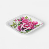 Schoon Magenta Wilde Rozen Geborduurd Papieren Bordje (Gebogen)