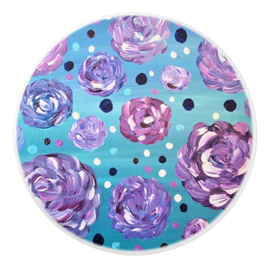 Schoon me met bloemen keramische knop (Voorkant)