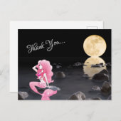 Schoon Meermin in Roze met Volle Maan Dank Je Briefkaart (Voorkant / Achterkant)