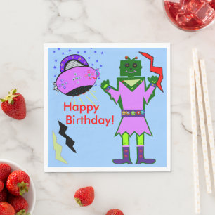 Schoon Meisjesrobot Roze Ruimteschip Verjaardag Se Servet