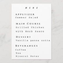 Schoon Menutemplate Modern Eenvoudig Ontvangstmenu