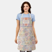 Schoon met liefde schort – pastel geruit & bloemen (Gedragen)