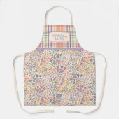 Schoon met liefde schort – pastel geruit & bloemen (Voorkant)