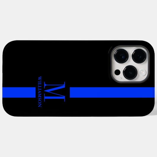 Schoon & Minimaal Monogram | Dunne blauwe lijn | P Case-Mate iPhone Case (Achterkant (horizontaal))