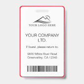 Schoon Minimaal Rood Bedrijfs Pasfoto ID Badge (Achterkant)